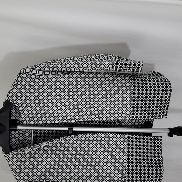 Vintage Andria Lieu Black and White Diamond Open Blazer Jacket SZ P/L - Picture 2 of 7